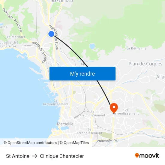 St Antoine to Clinique Chantecler map