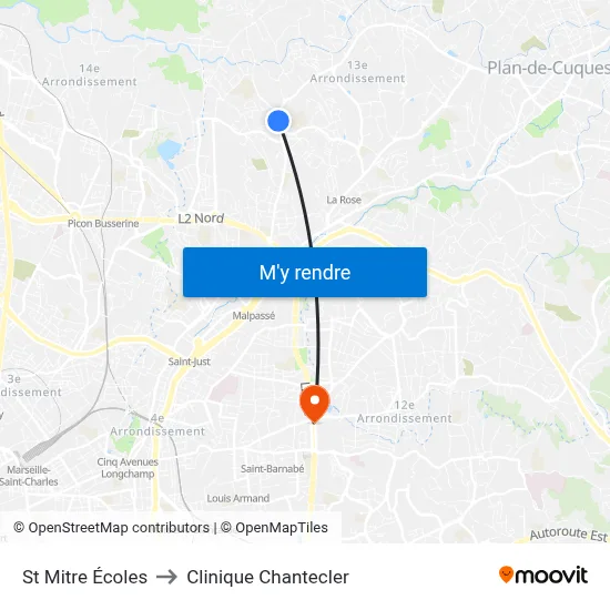 St Mitre Écoles to Clinique Chantecler map
