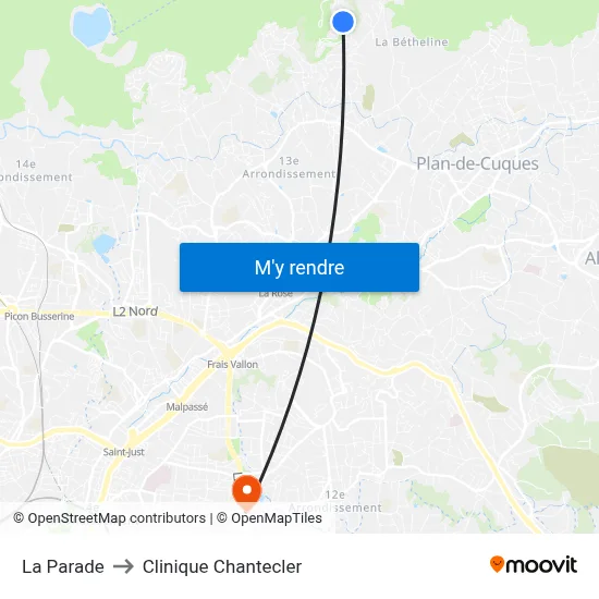 La Parade to Clinique Chantecler map