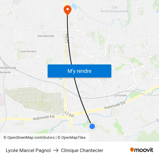 Lycée Marcel Pagnol to Clinique Chantecler map