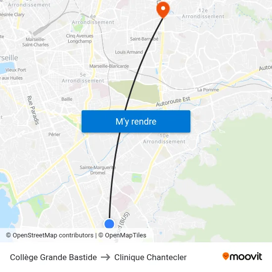 Collège Grande Bastide to Clinique Chantecler map