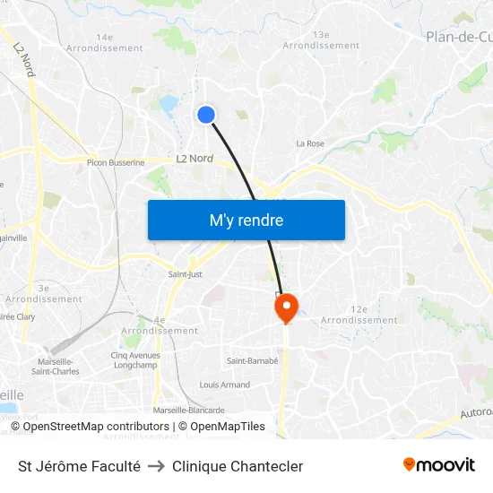 St Jérôme Faculté to Clinique Chantecler map