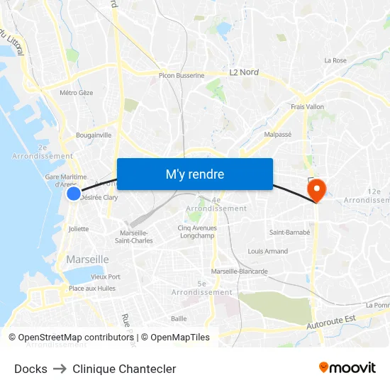 Docks to Clinique Chantecler map