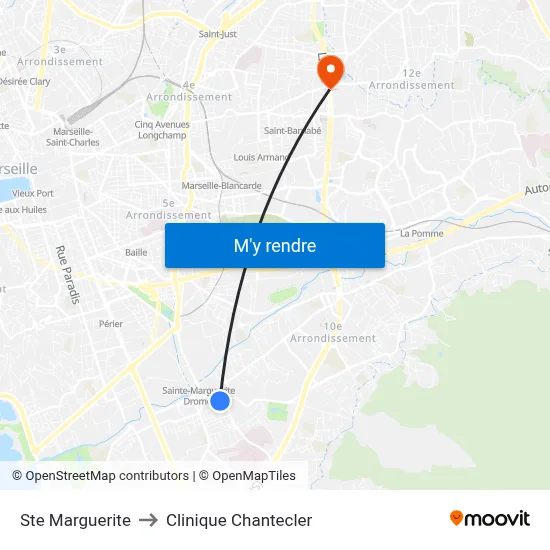 Ste Marguerite to Clinique Chantecler map