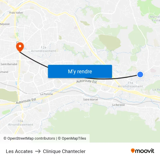 Les Accates to Clinique Chantecler map