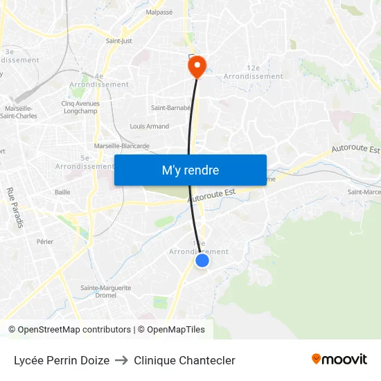 Lycée Perrin Doize to Clinique Chantecler map
