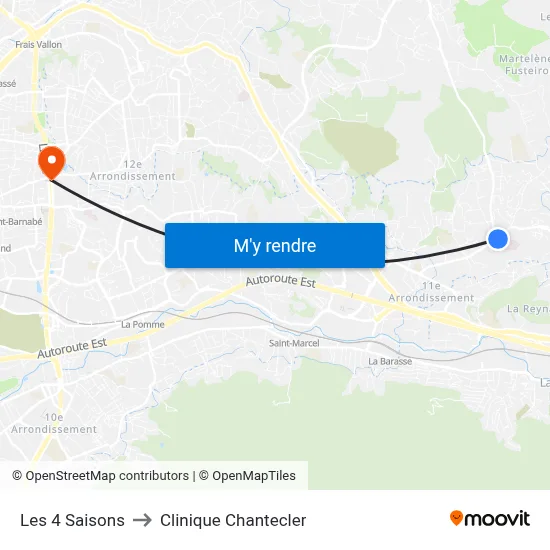 Les 4 Saisons to Clinique Chantecler map