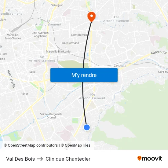 Val Des Bois to Clinique Chantecler map