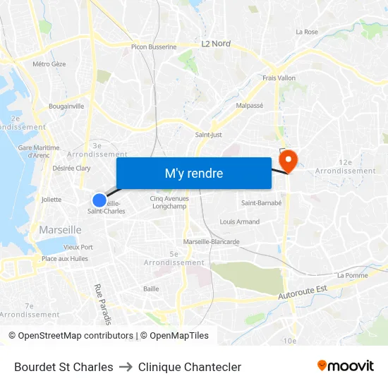Bourdet St Charles to Clinique Chantecler map