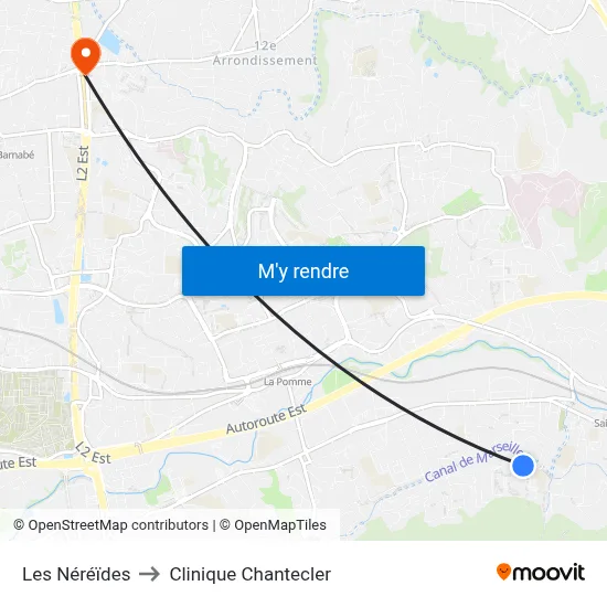Les Néréïdes to Clinique Chantecler map