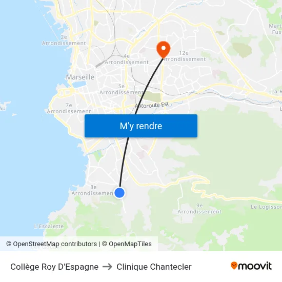 Collège Roy D'Espagne to Clinique Chantecler map