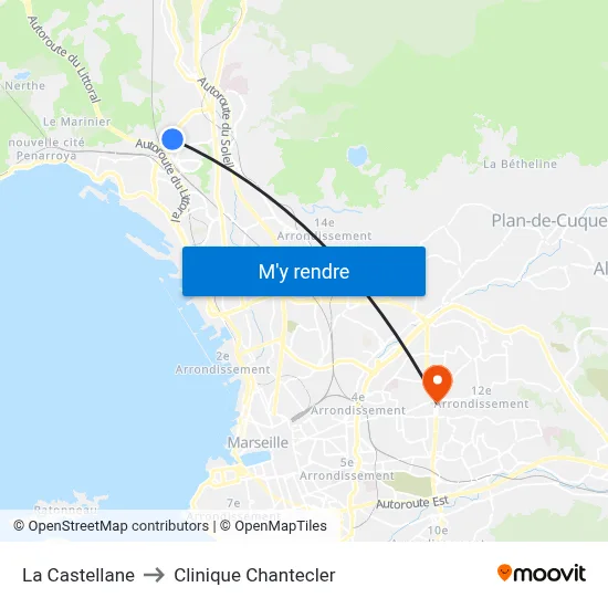 La Castellane to Clinique Chantecler map