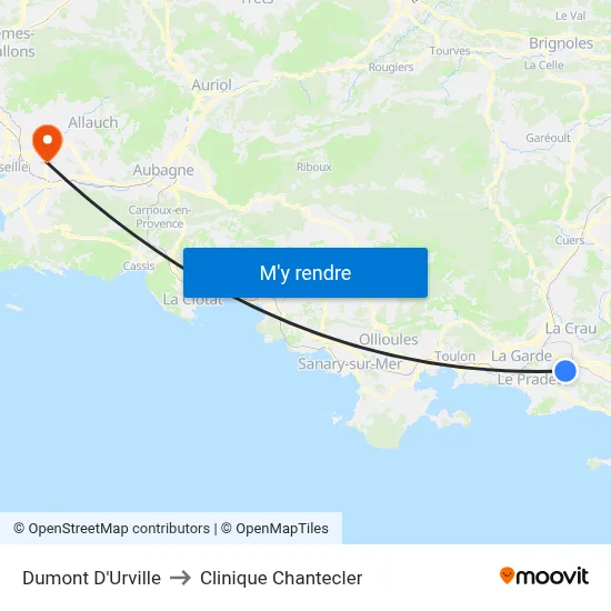 Dumont D'Urville to Clinique Chantecler map
