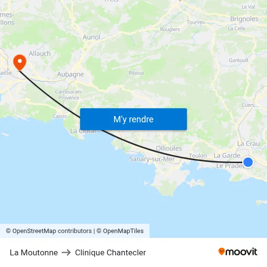 La Moutonne to Clinique Chantecler map