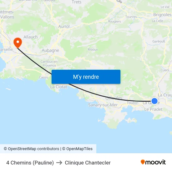 4 Chemins (Pauline) to Clinique Chantecler map