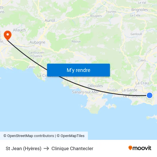 St Jean (Hyères) to Clinique Chantecler map