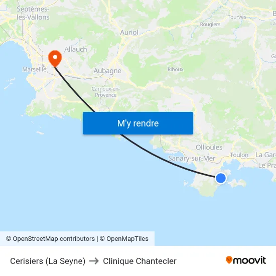 Cerisiers (La Seyne) to Clinique Chantecler map