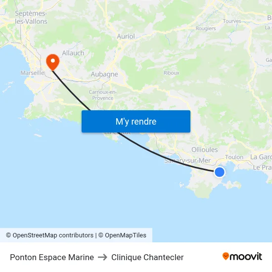 Ponton Espace Marine to Clinique Chantecler map