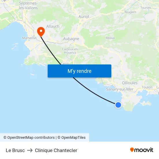 Le Brusc to Clinique Chantecler map