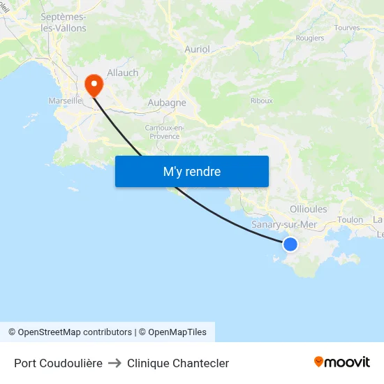 Port Coudoulière to Clinique Chantecler map