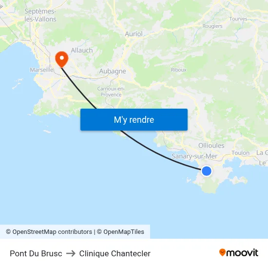 Pont Du Brusc to Clinique Chantecler map