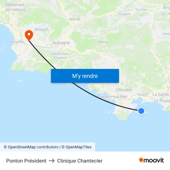 Ponton Président to Clinique Chantecler map