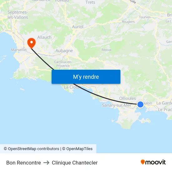 Bon Rencontre to Clinique Chantecler map