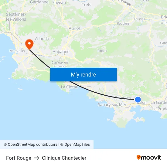Fort Rouge to Clinique Chantecler map