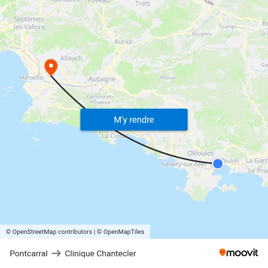 Pontcarral to Clinique Chantecler map