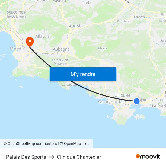 Palais Des Sports to Clinique Chantecler map