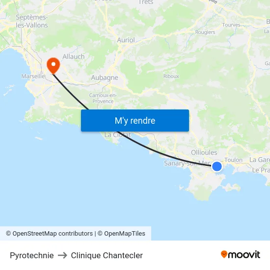 Pyrotechnie to Clinique Chantecler map