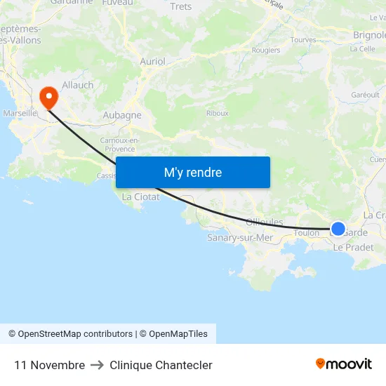 11 Novembre to Clinique Chantecler map