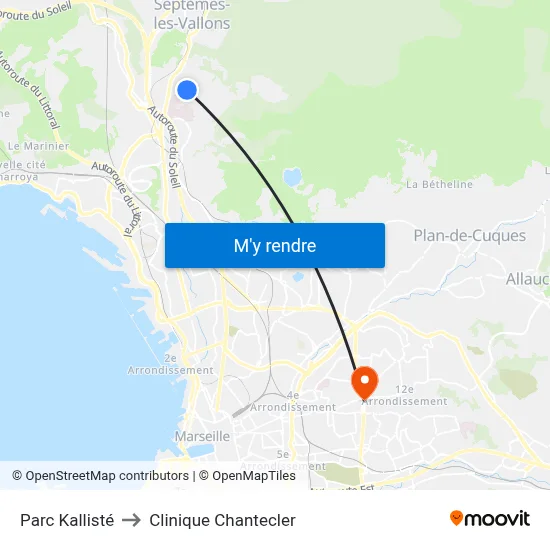 Parc Kallisté to Clinique Chantecler map