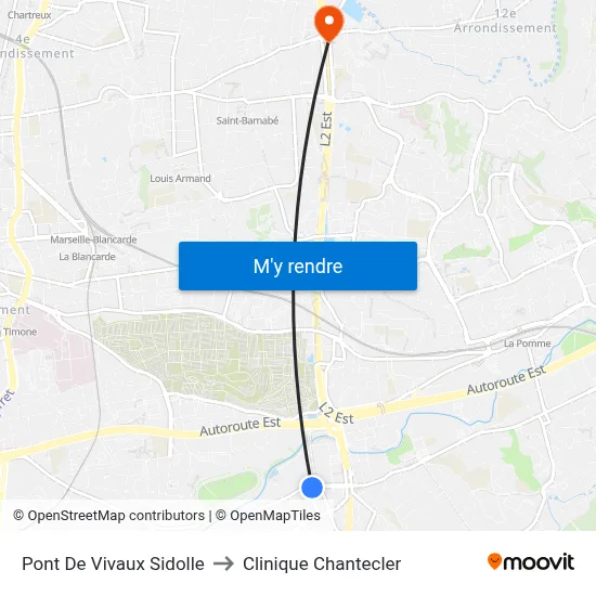 Pont De Vivaux Sidolle to Clinique Chantecler map