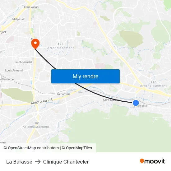 La Barasse to Clinique Chantecler map