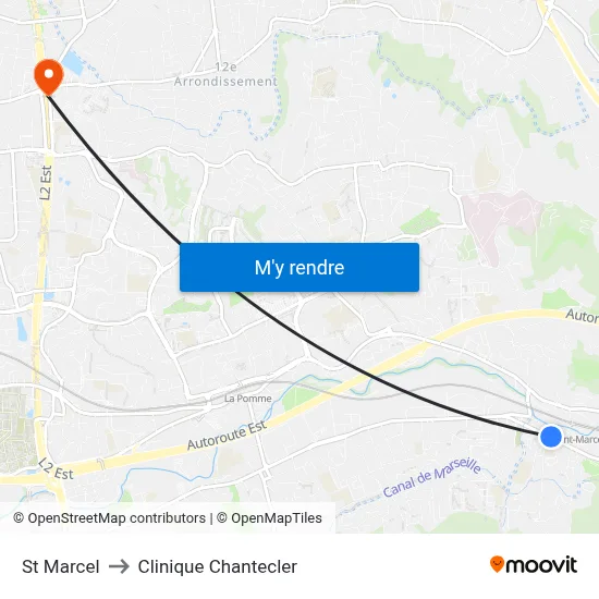 St Marcel to Clinique Chantecler map