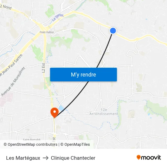 Les Martégaux to Clinique Chantecler map