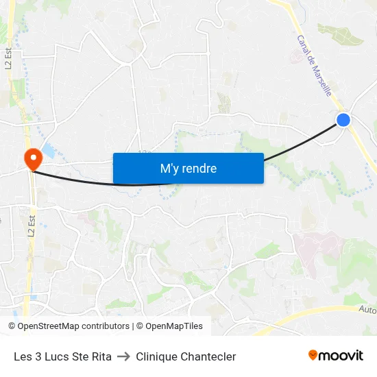 Les 3 Lucs Ste Rita to Clinique Chantecler map