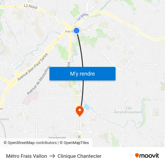 Métro Frais Vallon to Clinique Chantecler map