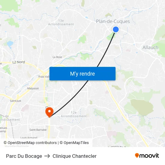 Parc Du Bocage to Clinique Chantecler map