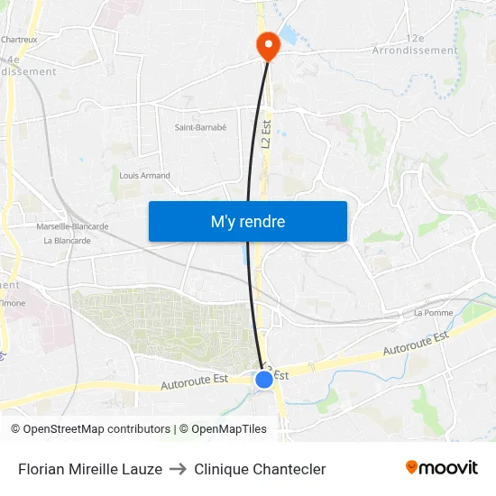 Florian Mireille Lauze to Clinique Chantecler map