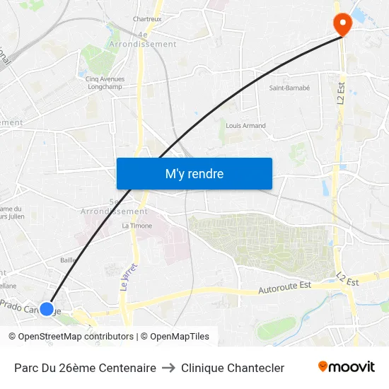 Parc Du 26ème Centenaire to Clinique Chantecler map