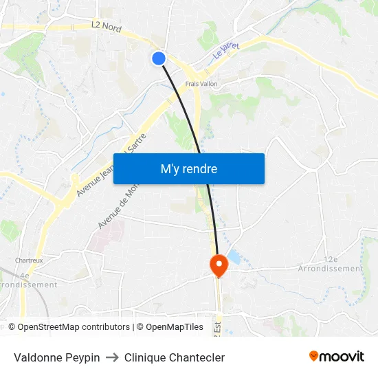 Valdonne Peypin to Clinique Chantecler map