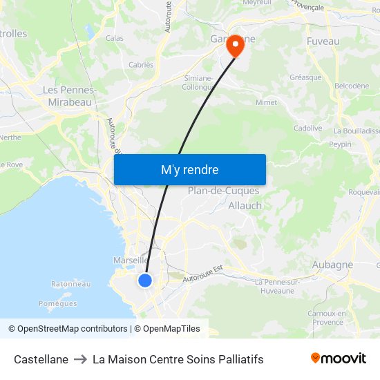 Castellane to La Maison Centre Soins Palliatifs map