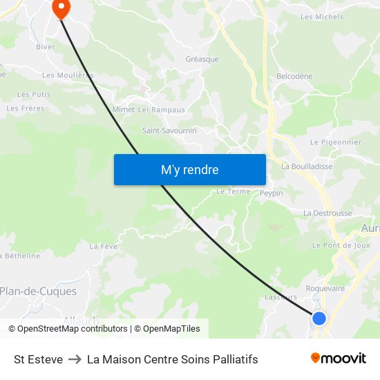 St Esteve to La Maison Centre Soins Palliatifs map