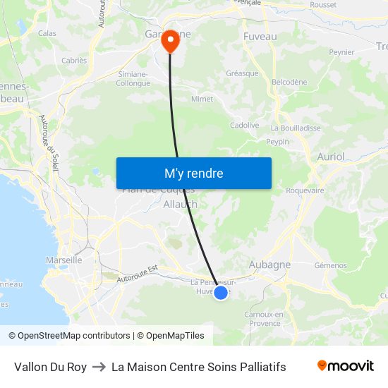 Vallon Du Roy to La Maison Centre Soins Palliatifs map