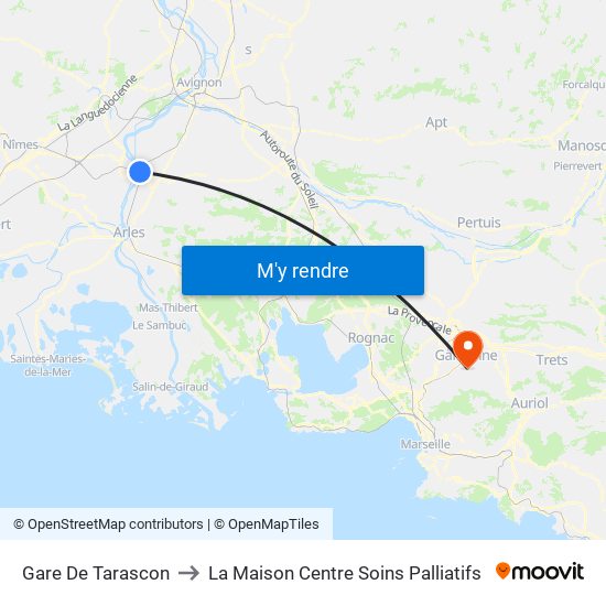 Gare De Tarascon to La Maison Centre Soins Palliatifs map