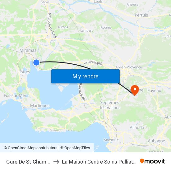 Gare De St-Chamas to La Maison Centre Soins Palliatifs map