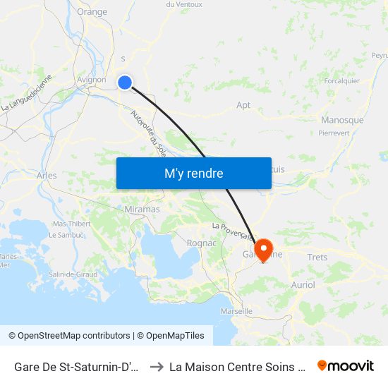 Gare De St-Saturnin-D'Avignon to La Maison Centre Soins Palliatifs map
