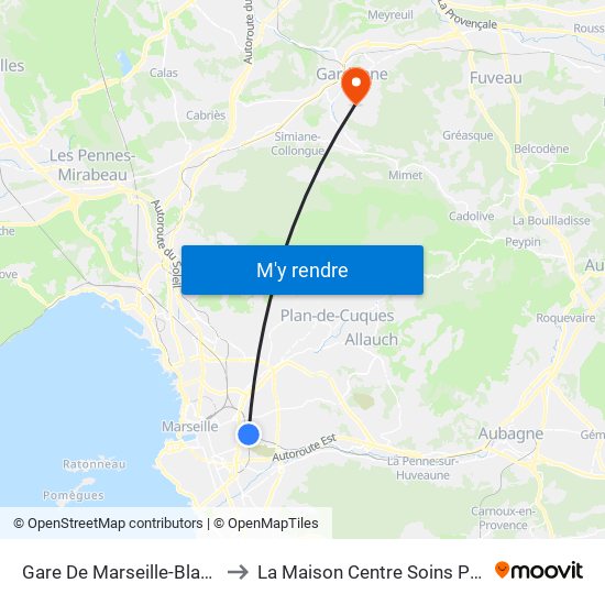 Gare De Marseille-Blancarde to La Maison Centre Soins Palliatifs map